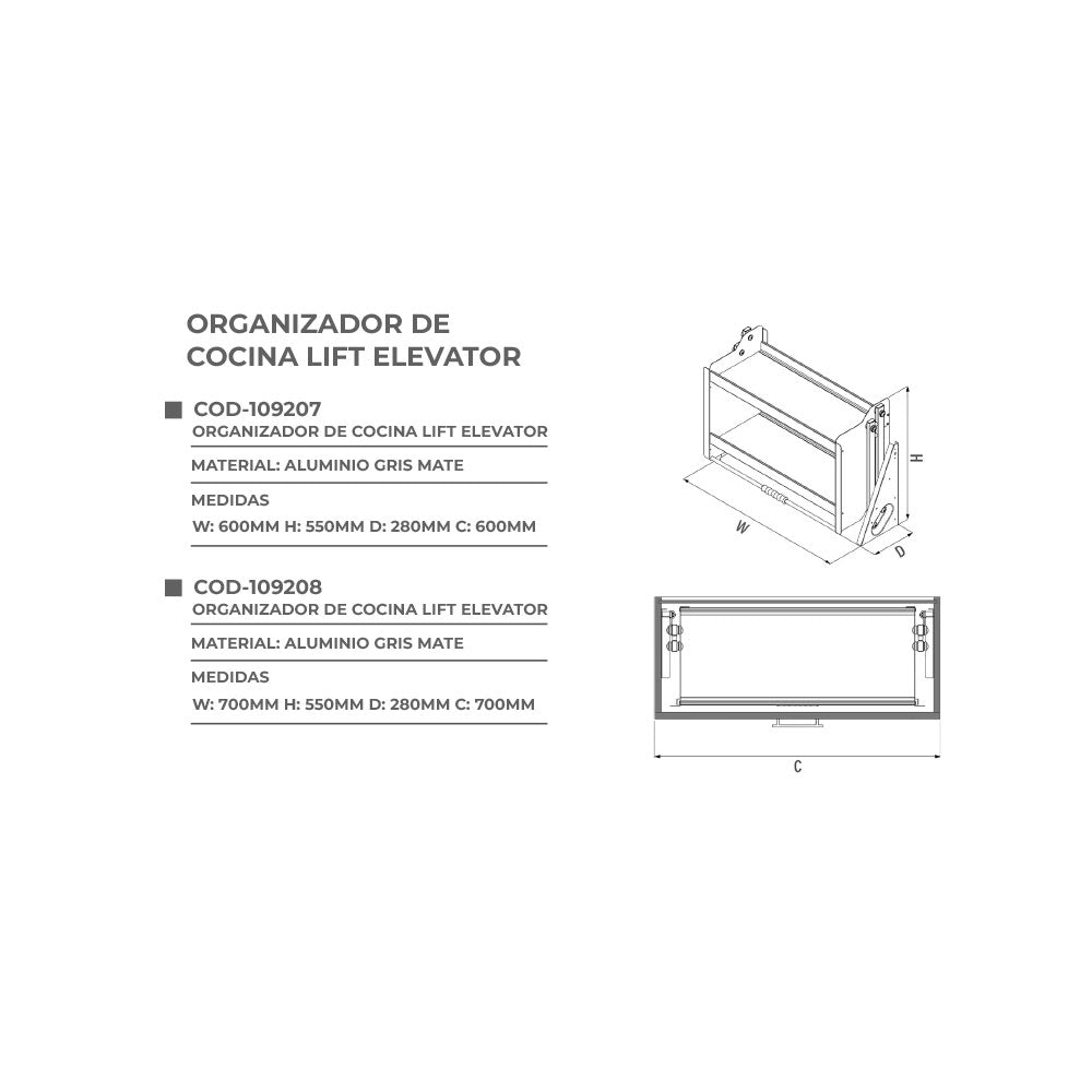 Organizador de cocina lift elevator