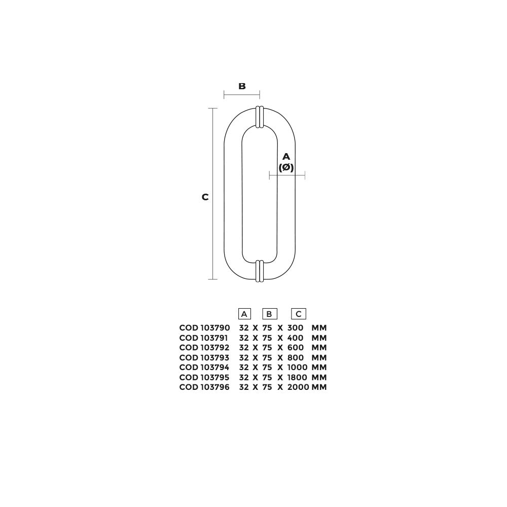 Manillon mod. Benedetto satin ss304 para puerta de vidrio