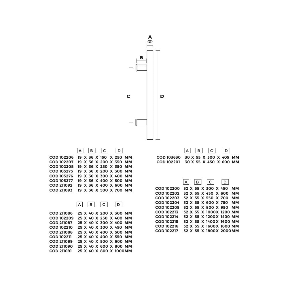 Manillon mod. Agatha ss304 para puerta de madera