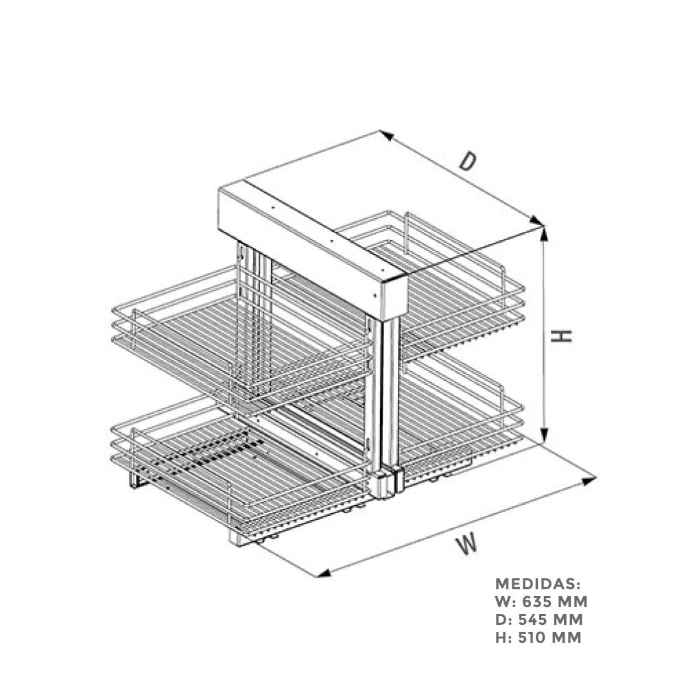 Canastilla rinconera extraíble-movible X2 divisiones