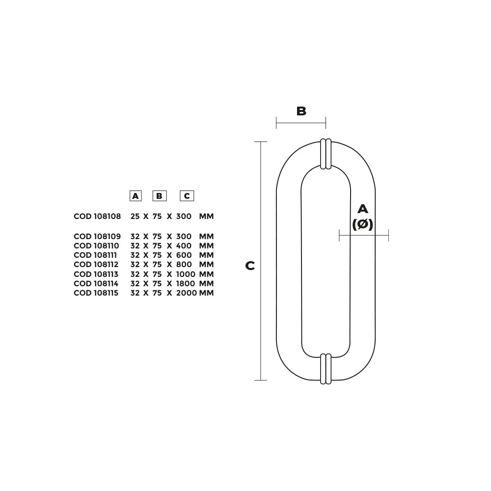 Manillon mod. Benedetto ss304 black mate p/pta de vidrio